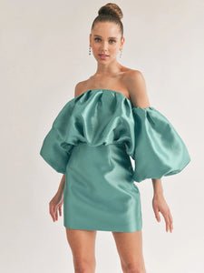 VESTIDO TAFETA CON MANGAS