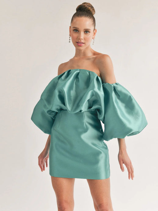 VESTIDO TAFETA CON MANGAS