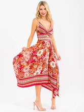 Cargar imagen en el visor de la galería, V-NECK SMOCK FLORAL HIGH-LOW MAXI DRESS