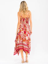 Cargar imagen en el visor de la galería, V-NECK SMOCK FLORAL HIGH-LOW MAXI DRESS