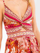 Cargar imagen en el visor de la galería, V-NECK SMOCK FLORAL HIGH-LOW MAXI DRESS