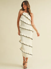 Cargar imagen en el visor de la galería, HALTER NECK OPEN BACK TIERED RUFFLE BODYCON MAXI DRESS