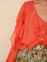 Cargar imagen en el visor de la galería, Blusa de gasa volantes - MEISIE BCN