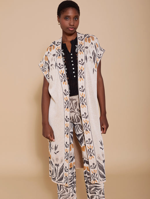 Chaleco largo de punto estampado