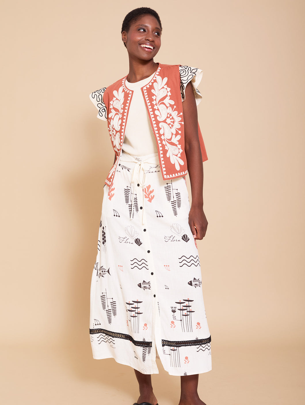 Falda midi estampada