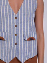 Load image into Gallery viewer, Chaleco listado tejido lino con detalles a contraste SKATIE BCN
