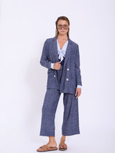 Load image into Gallery viewer, Pantalon mezcla lino con detalles tejido popelin rayas SKATIE BCN