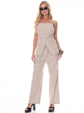 Load image into Gallery viewer, BLOUSE &amp; BUTTON CLOSURE STRIPES PANTS COLORBLOCK SET
