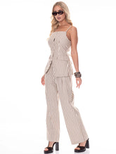 Load image into Gallery viewer, BLOUSE &amp; BUTTON CLOSURE STRIPES PANTS COLORBLOCK SET