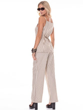 Load image into Gallery viewer, BLOUSE &amp; BUTTON CLOSURE STRIPES PANTS COLORBLOCK SET