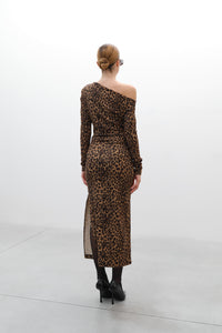 VESTIDO ANIMAL PRINT ASIMETRICO