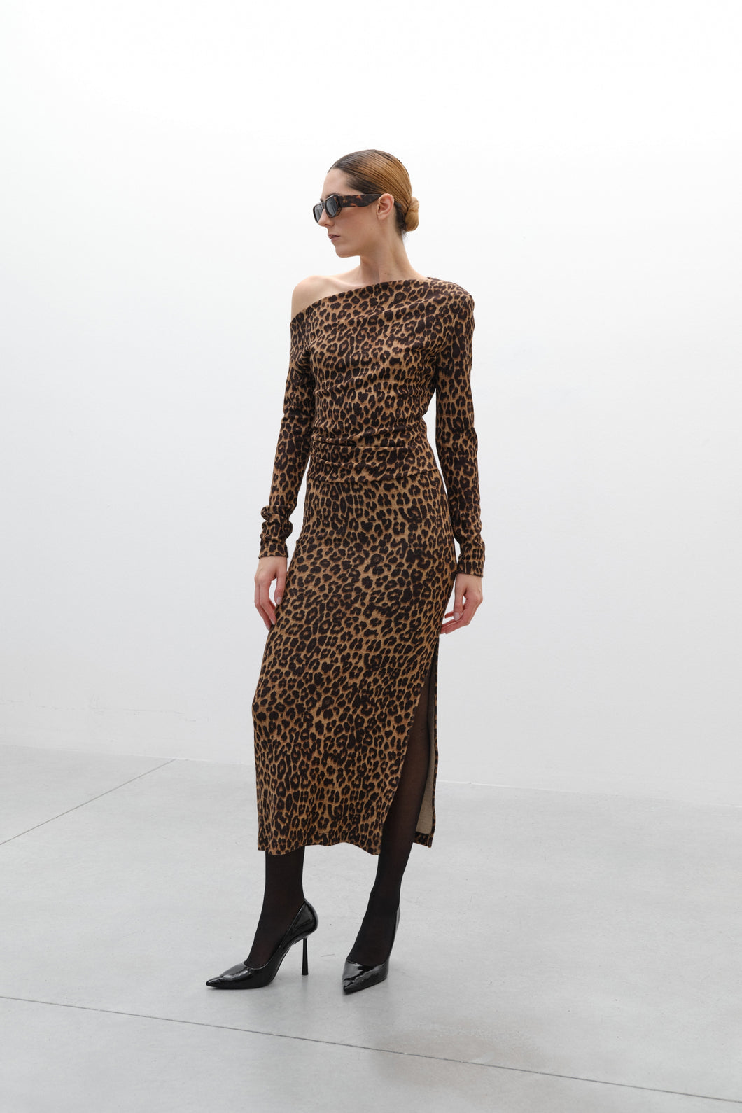 VESTIDO ANIMAL PRINT ASIMETRICO