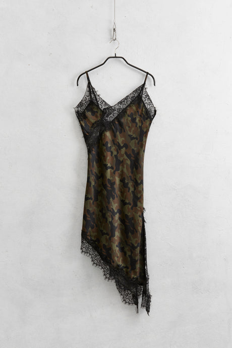 THE CAMO LACE SATIN DRESS