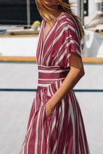 Cargar imagen en el visor de la galería, THE BORDEAUX STRIPES DRESS  CHOCOLATE SIN FOTO