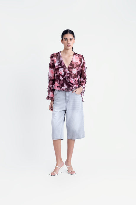 BLUSA ESTAMPADA VOLANTES