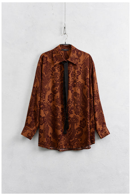 PRINTED SILK SHIRT WITH TIE