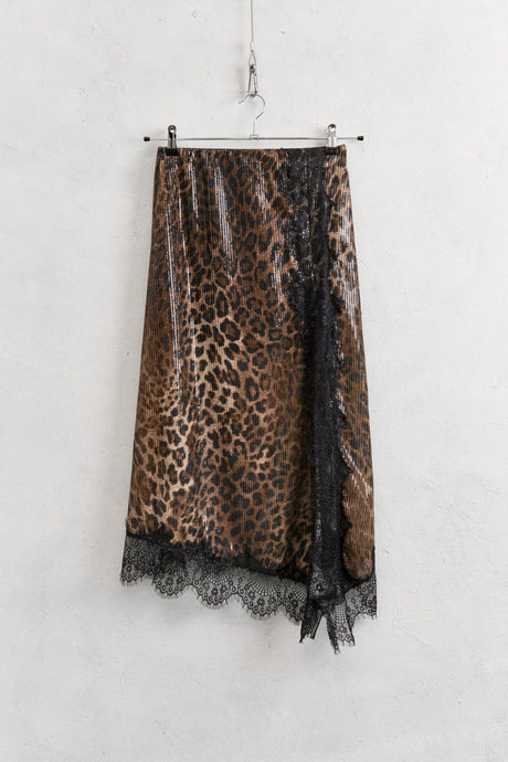 THE SEQUIN ANIMALIER LACE SKIRT