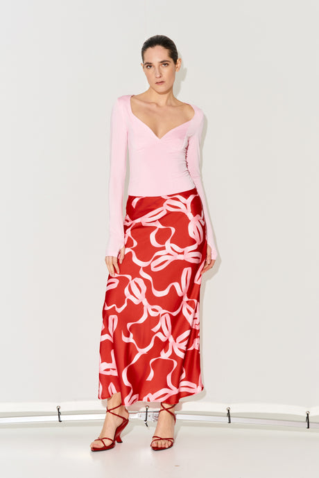 THE PRINTED SATIN SKIRT
