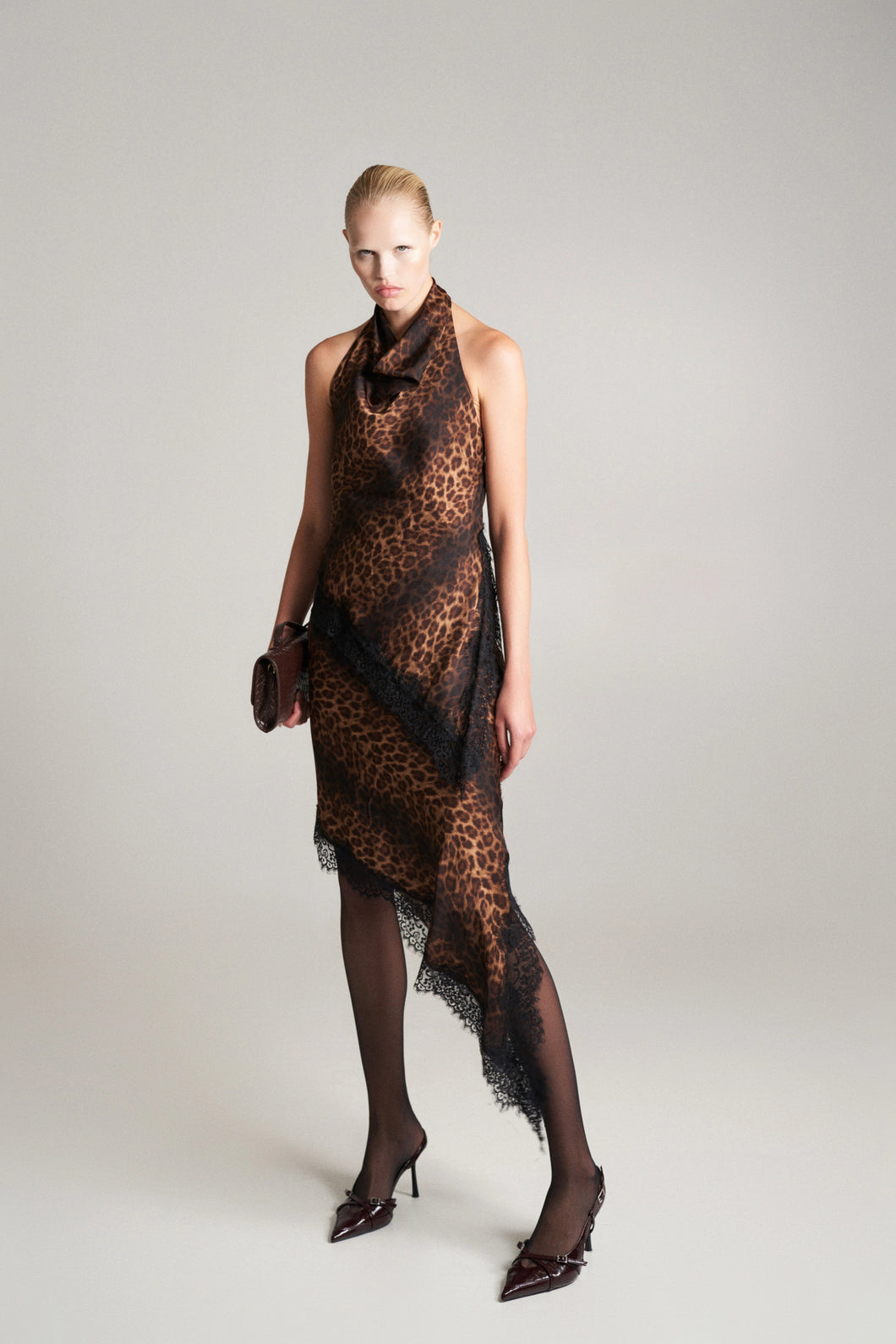 THE HALTER LACE ANIMALIER TOP