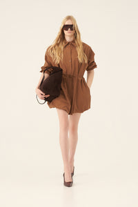 THE BROWN BUBBLE SHIRT DRESS